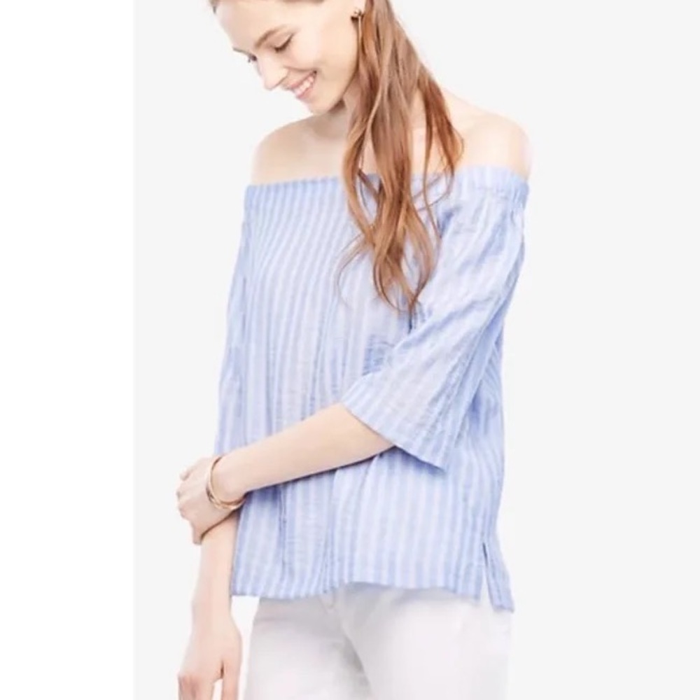 Ann Taylor Striped Off Shoulder Top